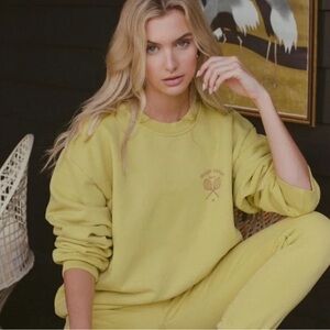 Morgan Stewart Sport Mustard Yellow Sweatshirt and Sweatpants Set, size M